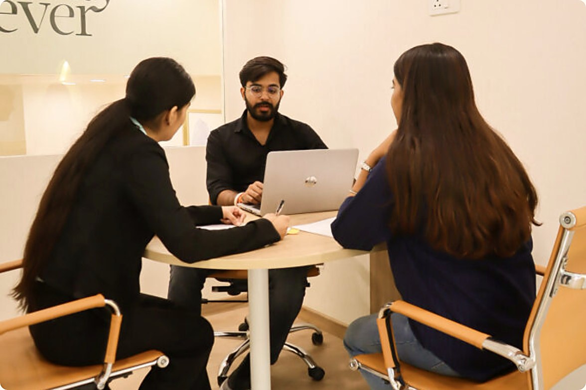 A team collaborating at Worksiva coworking space in Gurugram